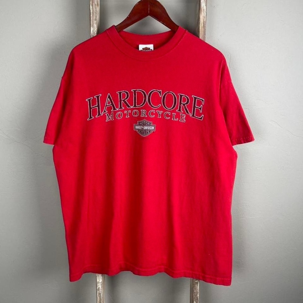 Mens Vintage Harley Davidson Biker Red T Shirt size XL